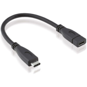 Roline USB-C kabel (M/F), 20V/5A, 0.15m, crni   / 11.02.9015